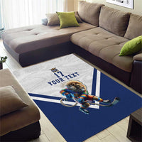 Custom Finland Ice Hockey Lion Mascot Area Rug Sporty Style Come on Leijonat