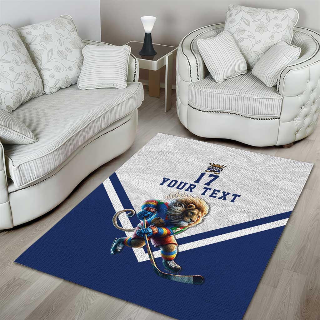 Custom Finland Ice Hockey Lion Mascot Area Rug Sporty Style Come on Leijonat