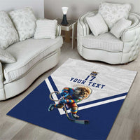 Custom Finland Ice Hockey Lion Mascot Area Rug Sporty Style Come on Leijonat