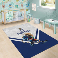 Custom Finland Ice Hockey Lion Mascot Area Rug Sporty Style Come on Leijonat