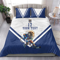 Custom Finland Ice Hockey Lion Mascot Bedding Set Sporty Style Come on Leijonat