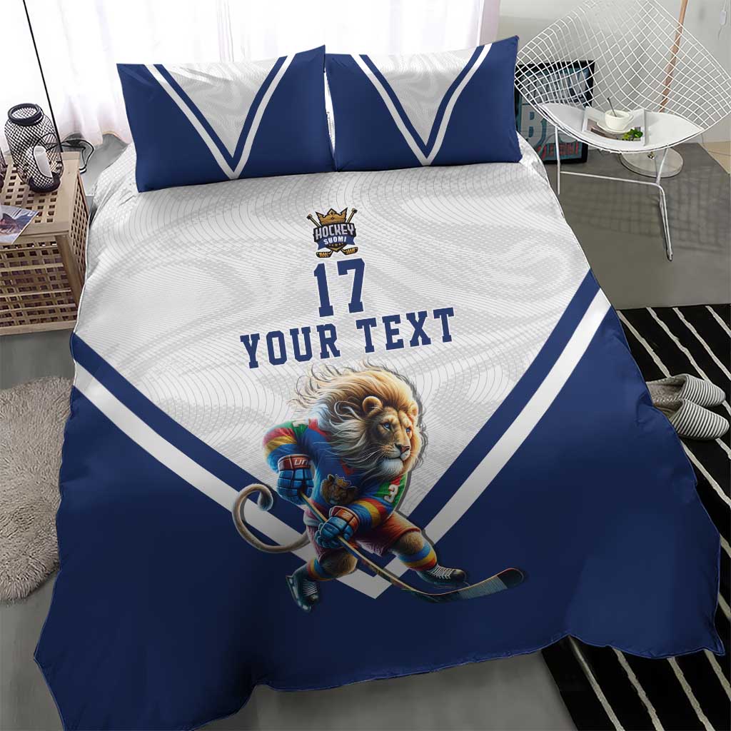 Custom Finland Ice Hockey Lion Mascot Bedding Set Sporty Style Come on Leijonat