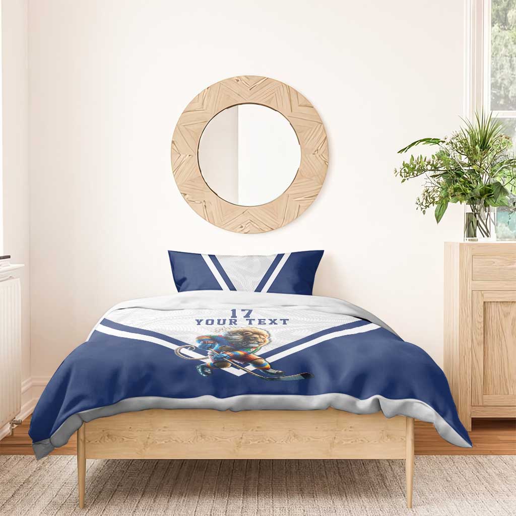 Custom Finland Ice Hockey Lion Mascot Bedding Set Sporty Style Come on Leijonat