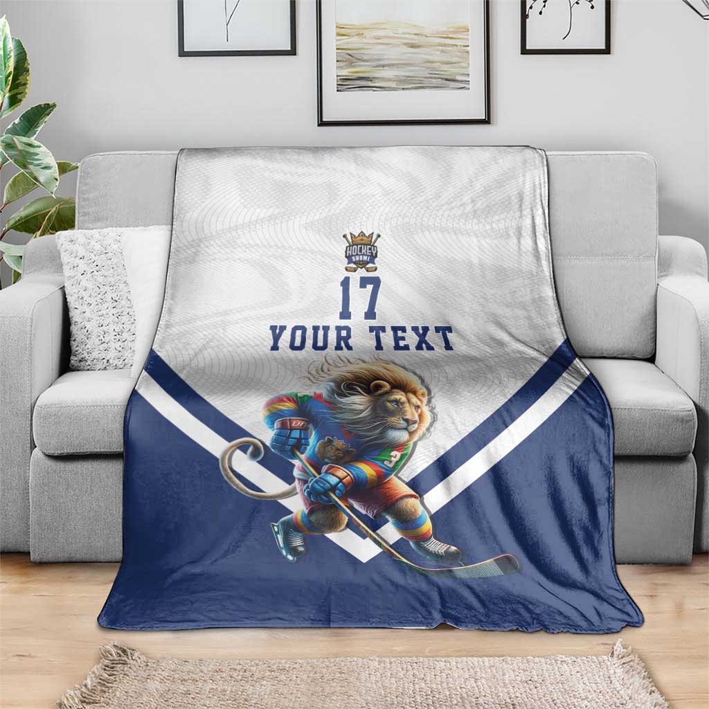 Custom Finland Ice Hockey Lion Mascot Blanket Sporty Style Come on Leijonat
