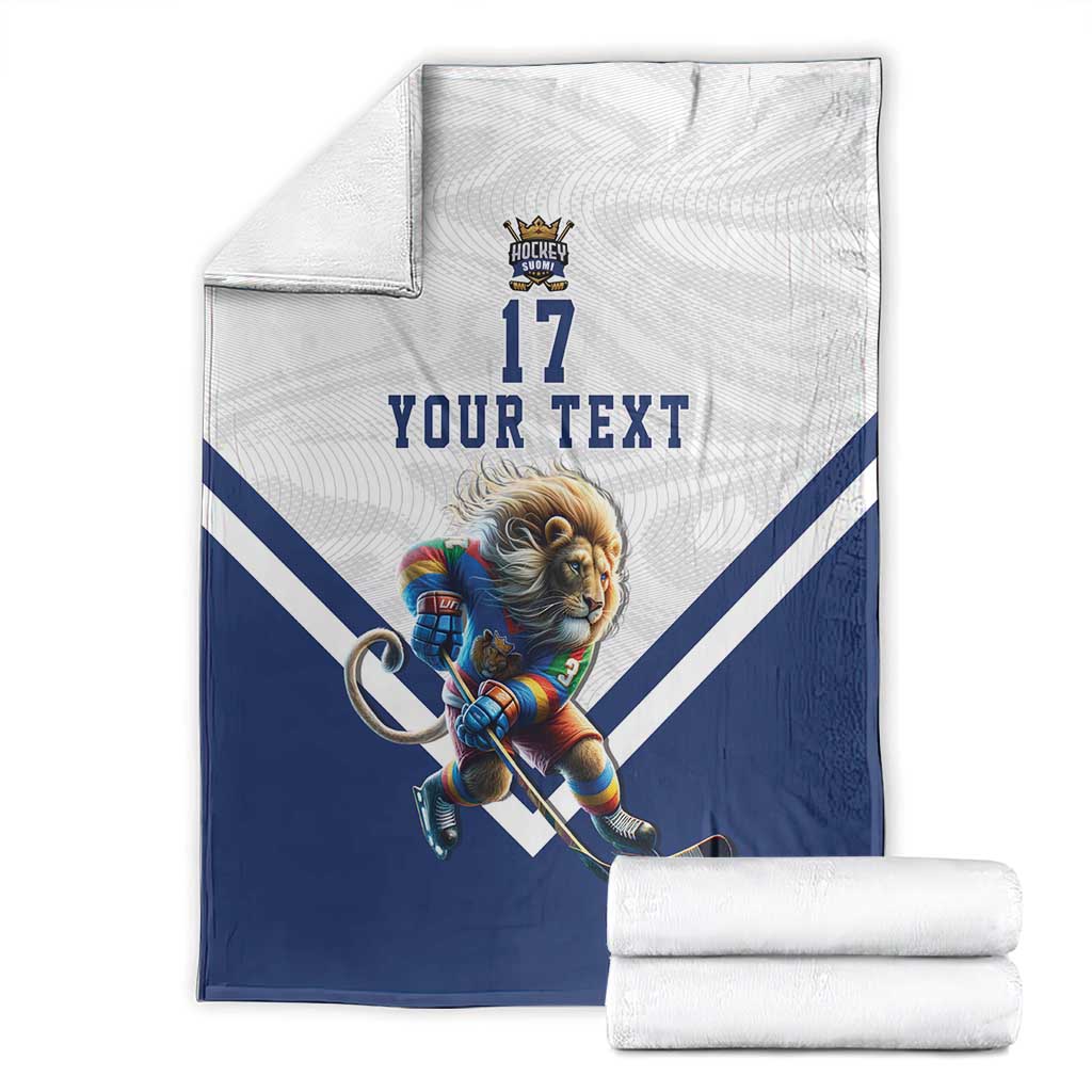 Custom Finland Ice Hockey Lion Mascot Blanket Sporty Style Come on Leijonat