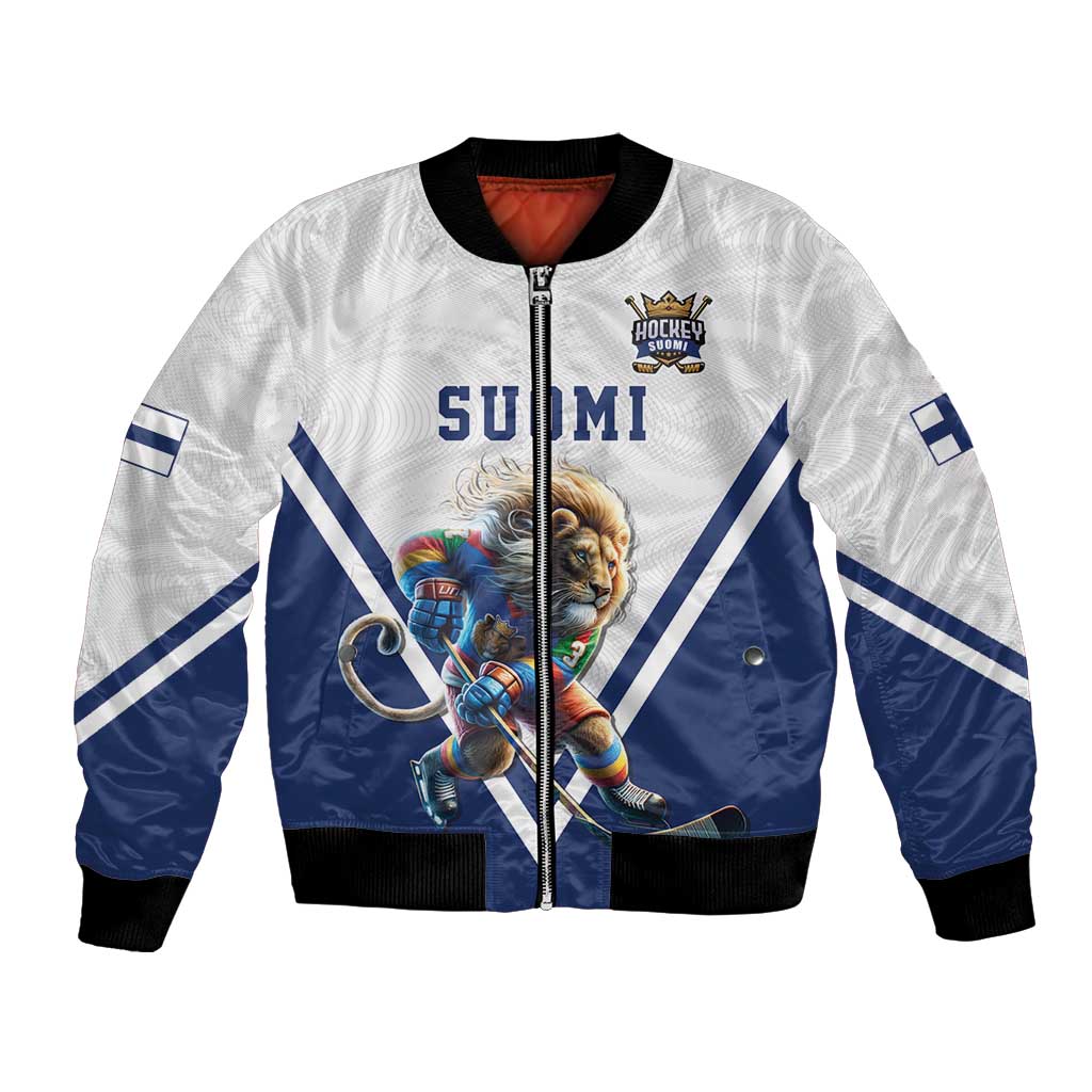 Custom Finland Ice Hockey Lion Mascot Bomber Jacket Sporty Style Come on Leijonat