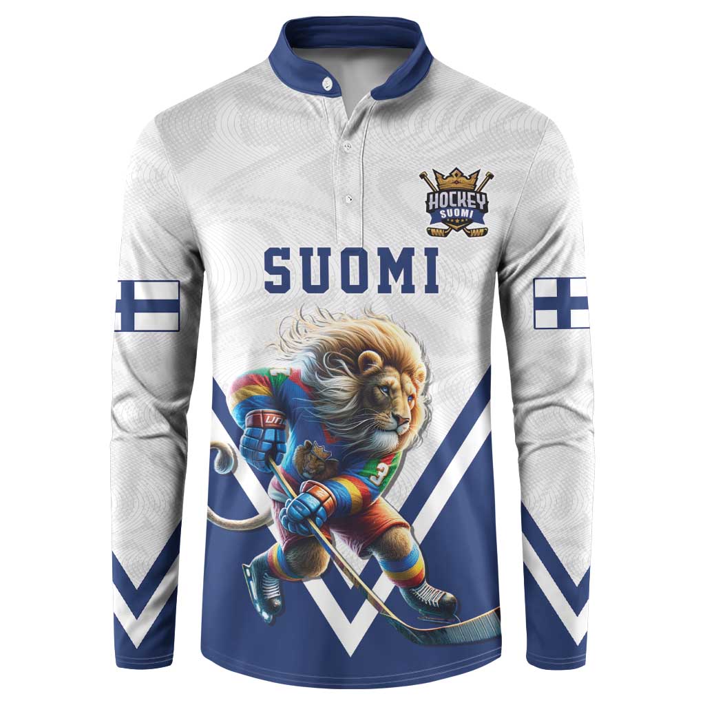 Custom Finland Ice Hockey Lion Mascot Button Sweatshirt Sporty Style Come on Leijonat