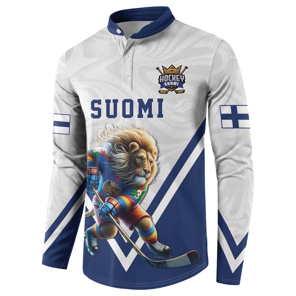 Custom Finland Ice Hockey Lion Mascot Button Sweatshirt Sporty Style Come on Leijonat