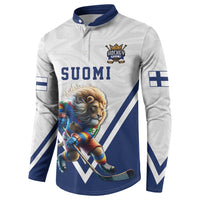 Custom Finland Ice Hockey Lion Mascot Button Sweatshirt Sporty Style Come on Leijonat