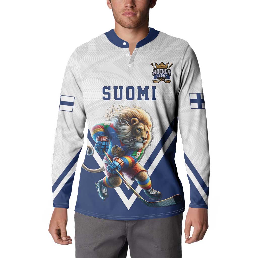 Custom Finland Ice Hockey Lion Mascot Button Sweatshirt Sporty Style Come on Leijonat
