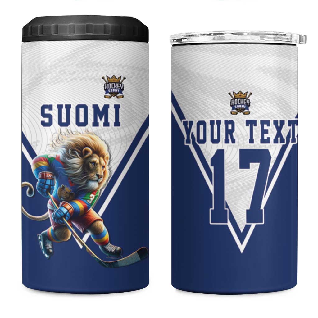 Custom Finland Ice Hockey Lion Mascot 4 in 1 Can Cooler Tumbler Sporty Style Come on Leijonat