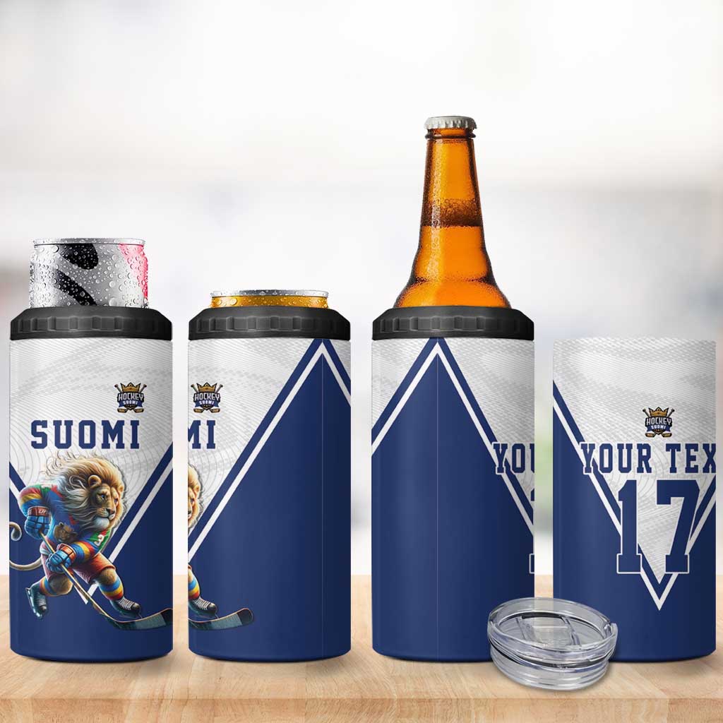 Custom Finland Ice Hockey Lion Mascot 4 in 1 Can Cooler Tumbler Sporty Style Come on Leijonat