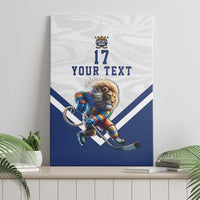Custom Finland Ice Hockey Lion Mascot Canvas Wall Art Sporty Style Come on Leijonat