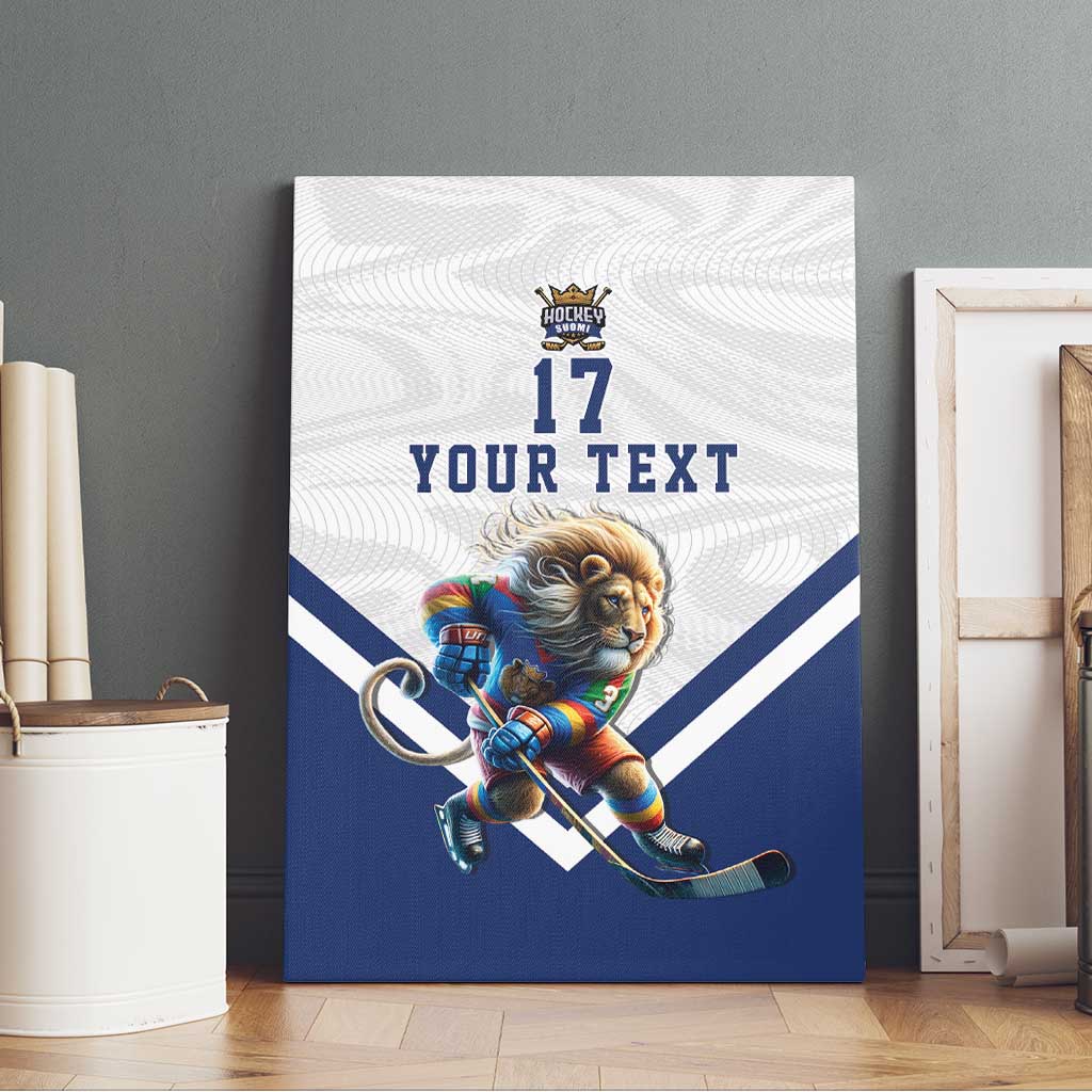 Custom Finland Ice Hockey Lion Mascot Canvas Wall Art Sporty Style Come on Leijonat