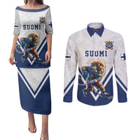 Custom Finland Ice Hockey Lion Mascot Couples Matching Puletasi and Long Sleeve Button Shirt Sporty Style Come on Leijonat