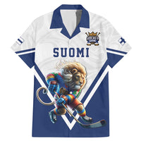 Custom Finland Ice Hockey Lion Mascot Family Matching Mermaid Dress and Hawaiian Shirt Sporty Style Come on Leijonat