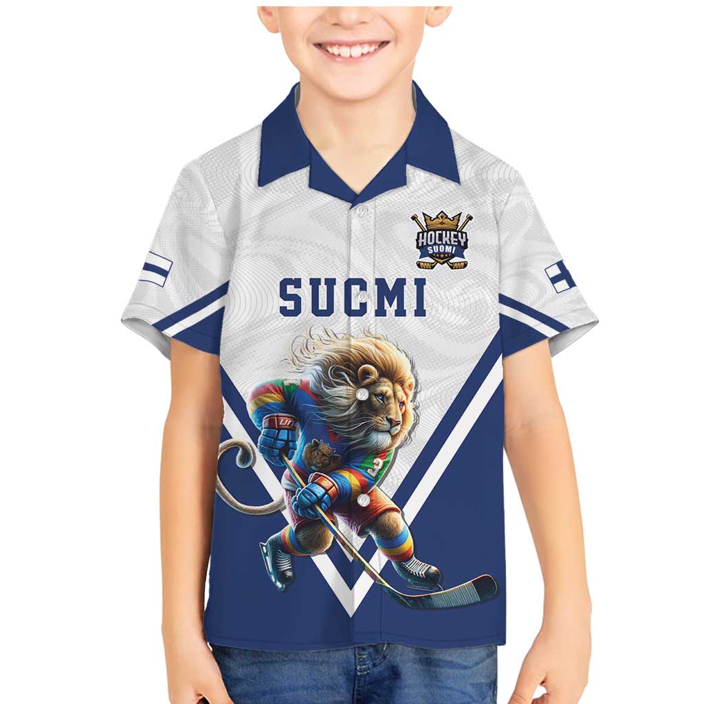Custom Finland Ice Hockey Lion Mascot Family Matching Mermaid Dress and Hawaiian Shirt Sporty Style Come on Leijonat