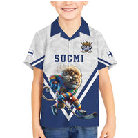Custom Finland Ice Hockey Lion Mascot Family Matching Mermaid Dress and Hawaiian Shirt Sporty Style Come on Leijonat