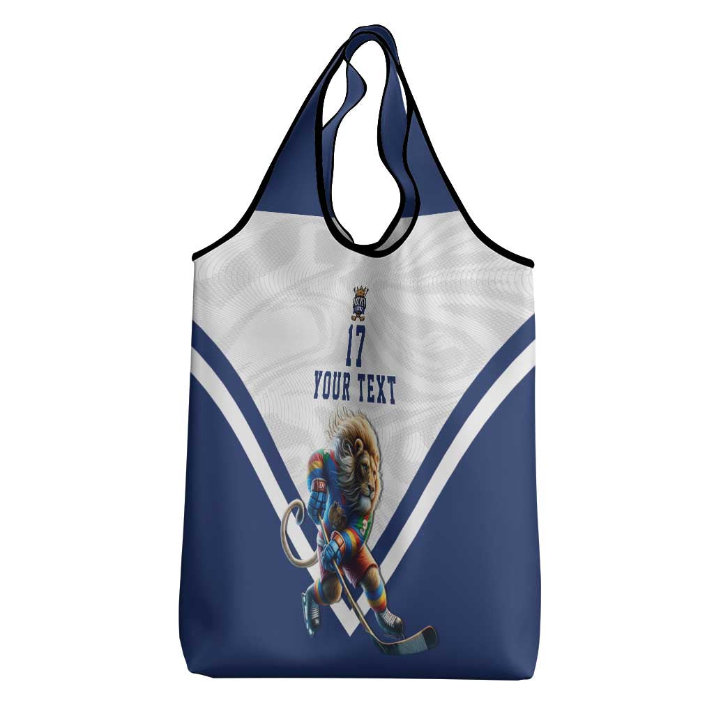 Custom Finland Ice Hockey Lion Mascot Grocery Bag Sporty Style Come on Leijonat