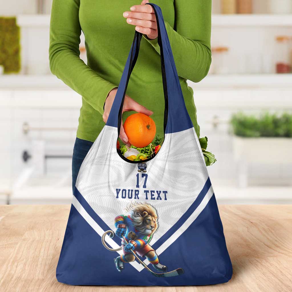 Custom Finland Ice Hockey Lion Mascot Grocery Bag Sporty Style Come on Leijonat