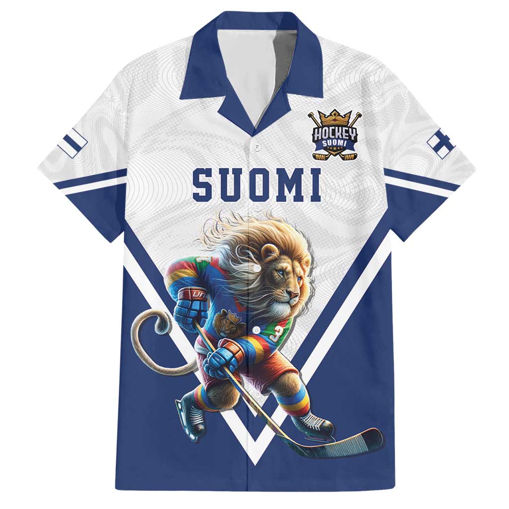 Custom Finland Ice Hockey Lion Mascot Hawaiian Shirt Sporty Style Come on Leijonat