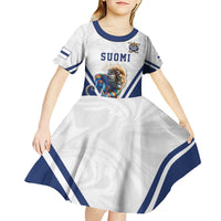 Custom Finland Ice Hockey Lion Mascot Kid Short Sleeve Dress Sporty Style Come on Leijonat