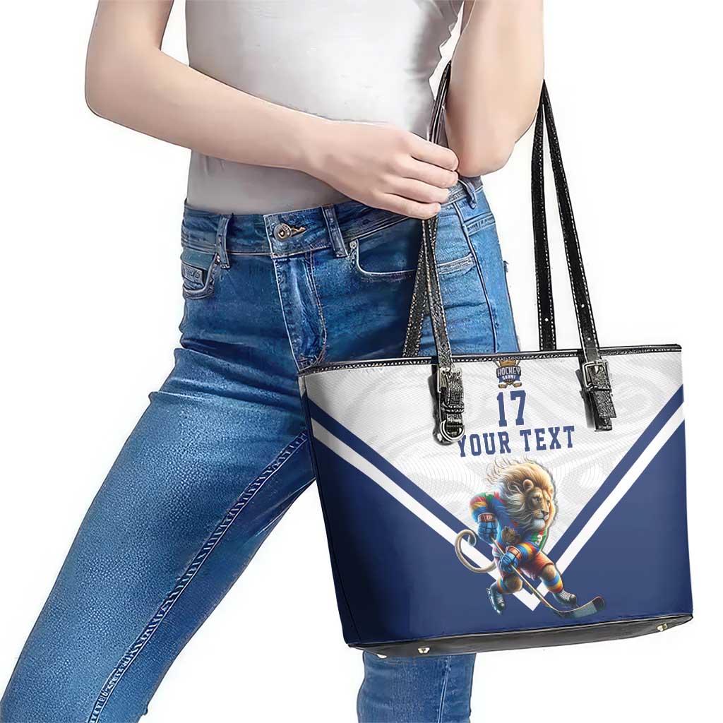Custom Finland Ice Hockey Lion Mascot Leather Tote Bag Sporty Style Come on Leijonat