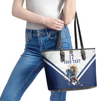 Custom Finland Ice Hockey Lion Mascot Leather Tote Bag Sporty Style Come on Leijonat