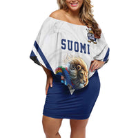 Custom Finland Ice Hockey Lion Mascot Off Shoulder Short Dress Sporty Style Come on Leijonat