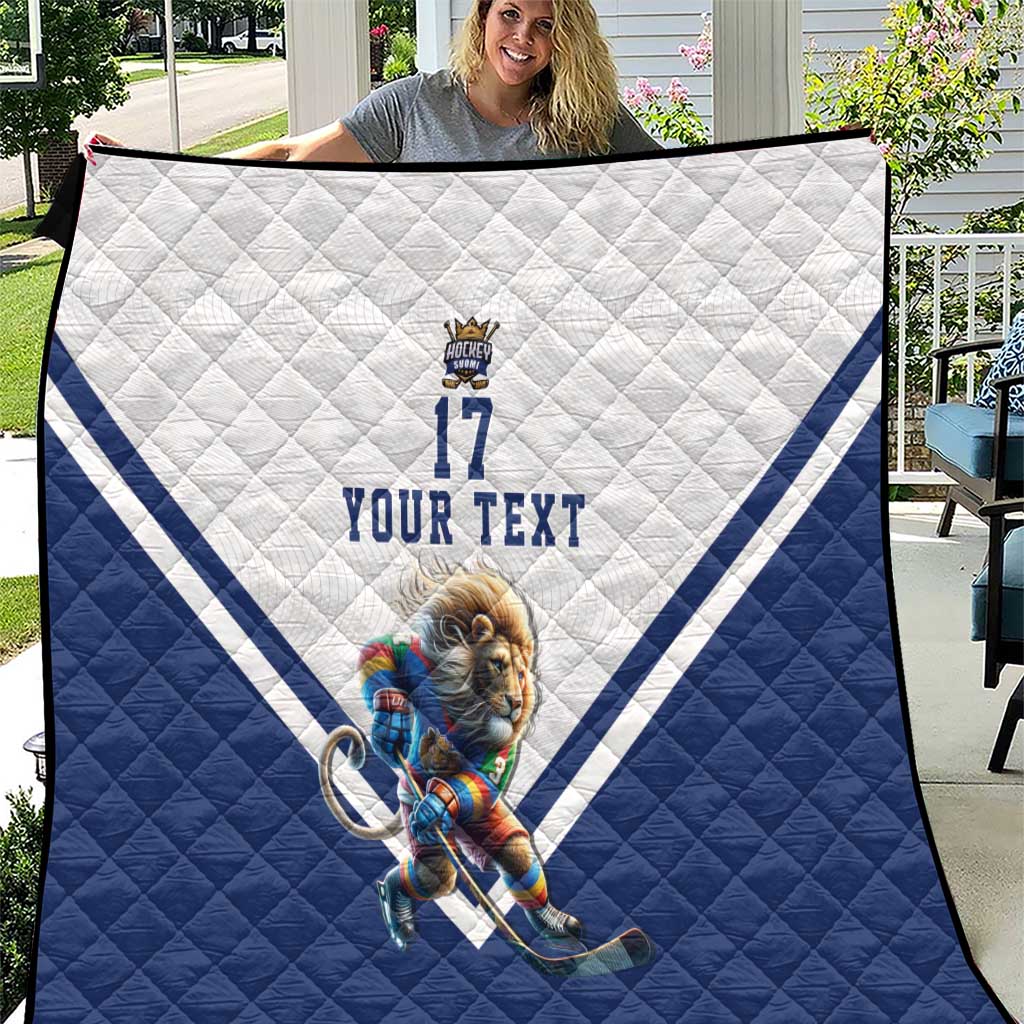 Custom Finland Ice Hockey Lion Mascot Quilt Sporty Style Come on Leijonat