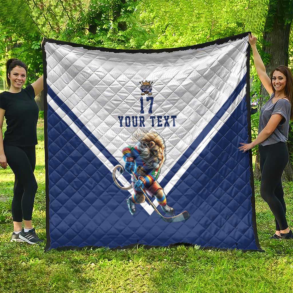 Custom Finland Ice Hockey Lion Mascot Quilt Sporty Style Come on Leijonat