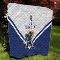 Custom Finland Ice Hockey Lion Mascot Quilt Sporty Style Come on Leijonat