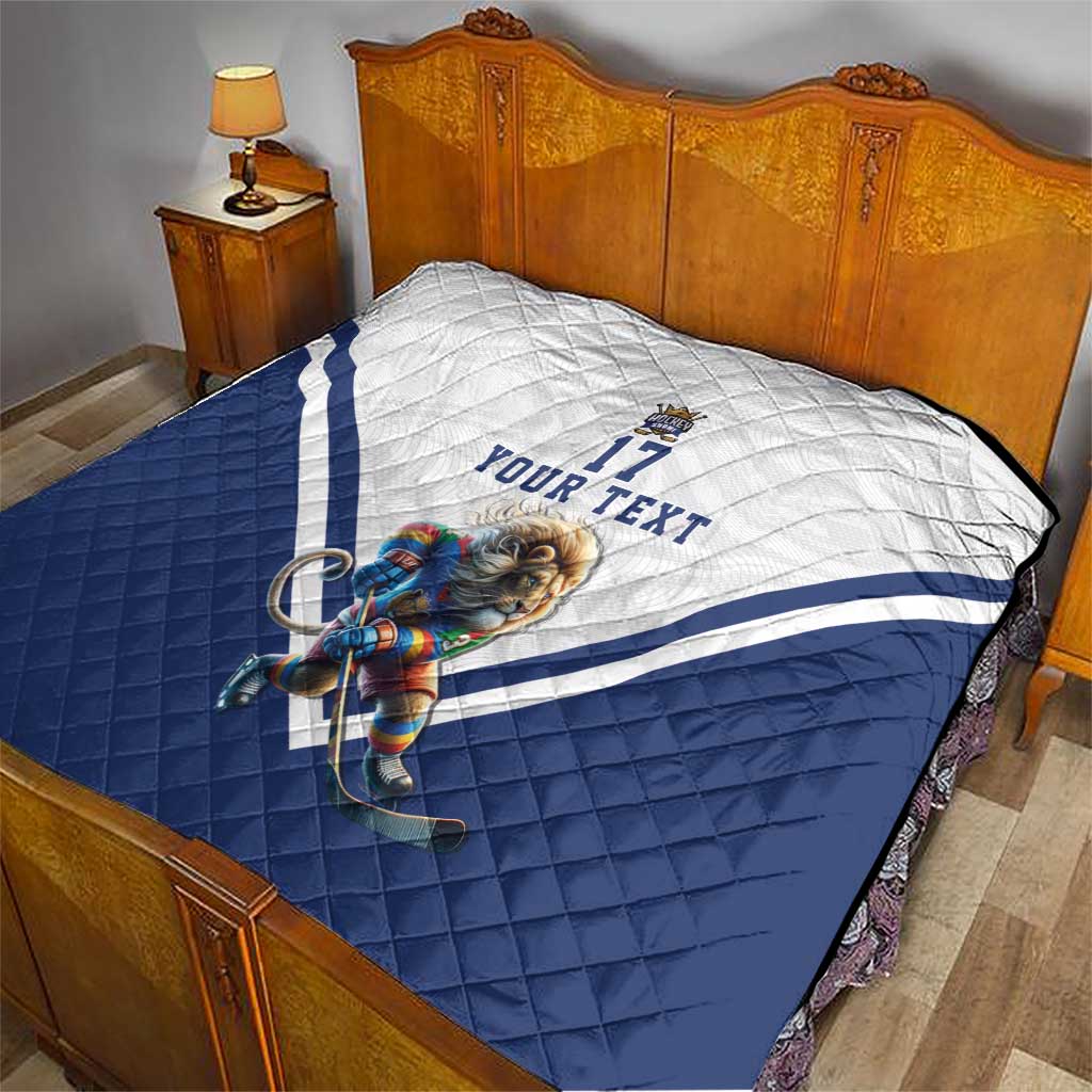 Custom Finland Ice Hockey Lion Mascot Quilt Sporty Style Come on Leijonat