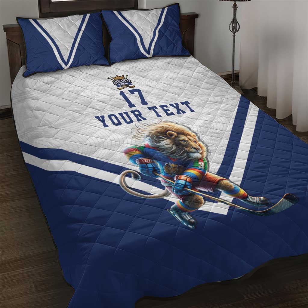 Custom Finland Ice Hockey Lion Mascot Quilt Bed Set Sporty Style Come on Leijonat