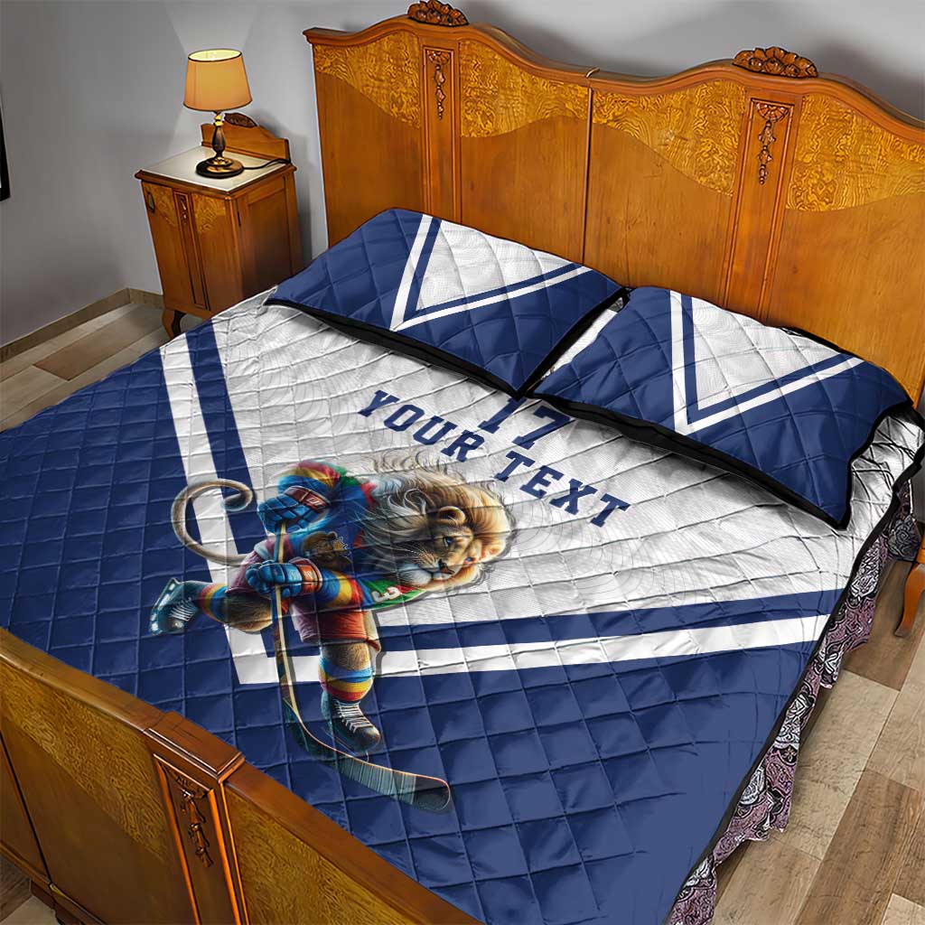 Custom Finland Ice Hockey Lion Mascot Quilt Bed Set Sporty Style Come on Leijonat