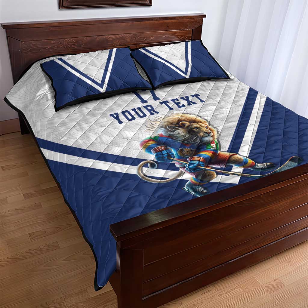 Custom Finland Ice Hockey Lion Mascot Quilt Bed Set Sporty Style Come on Leijonat
