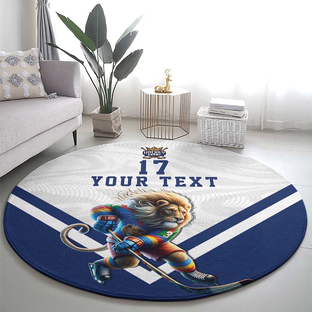 Custom Finland Ice Hockey Lion Mascot Round Carpet Sporty Style Come on Leijonat