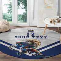 Custom Finland Ice Hockey Lion Mascot Round Carpet Sporty Style Come on Leijonat