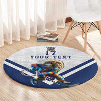 Custom Finland Ice Hockey Lion Mascot Round Carpet Sporty Style Come on Leijonat
