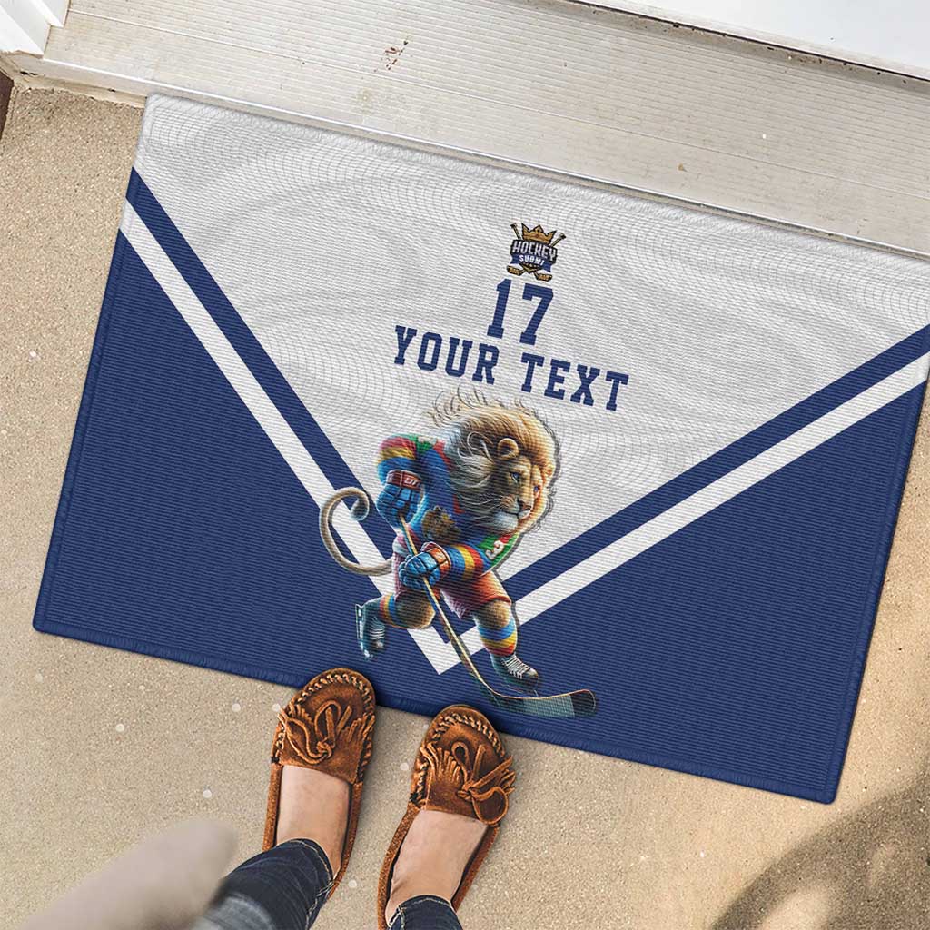 Custom Finland Ice Hockey Lion Mascot Rubber Doormat Sporty Style Come on Leijonat