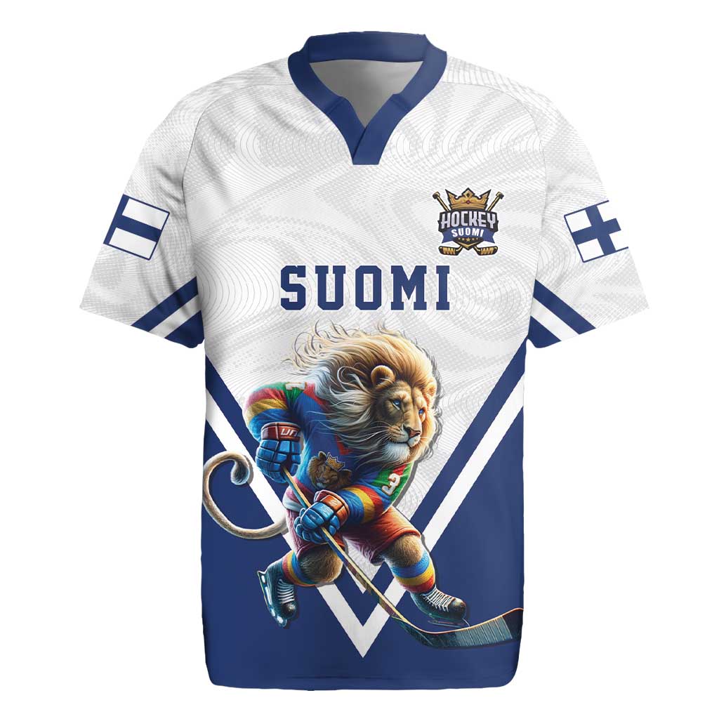 Custom Finland Ice Hockey Lion Mascot Rugby Jersey Sporty Style Come on Leijonat