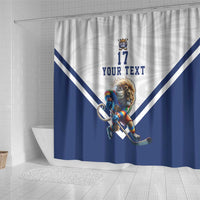 Custom Finland Ice Hockey Lion Mascot Shower Curtain Sporty Style Come on Leijonat