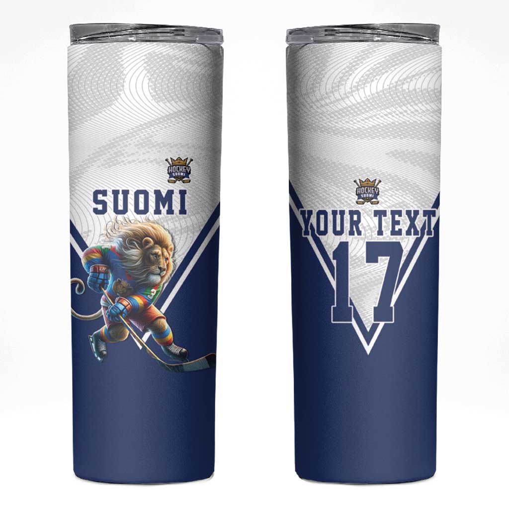 Custom Finland Ice Hockey Lion Mascot Skinny Tumbler Sporty Style Come on Leijonat