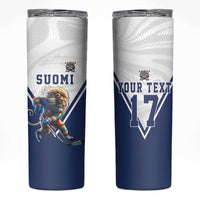 Custom Finland Ice Hockey Lion Mascot Skinny Tumbler Sporty Style Come on Leijonat