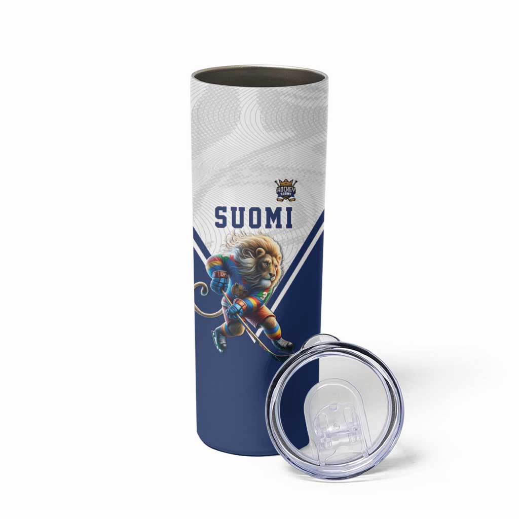 Custom Finland Ice Hockey Lion Mascot Skinny Tumbler Sporty Style Come on Leijonat