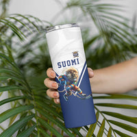 Custom Finland Ice Hockey Lion Mascot Skinny Tumbler Sporty Style Come on Leijonat