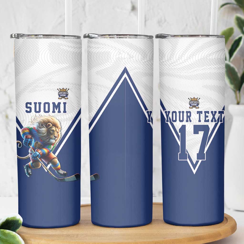 Custom Finland Ice Hockey Lion Mascot Skinny Tumbler Sporty Style Come on Leijonat