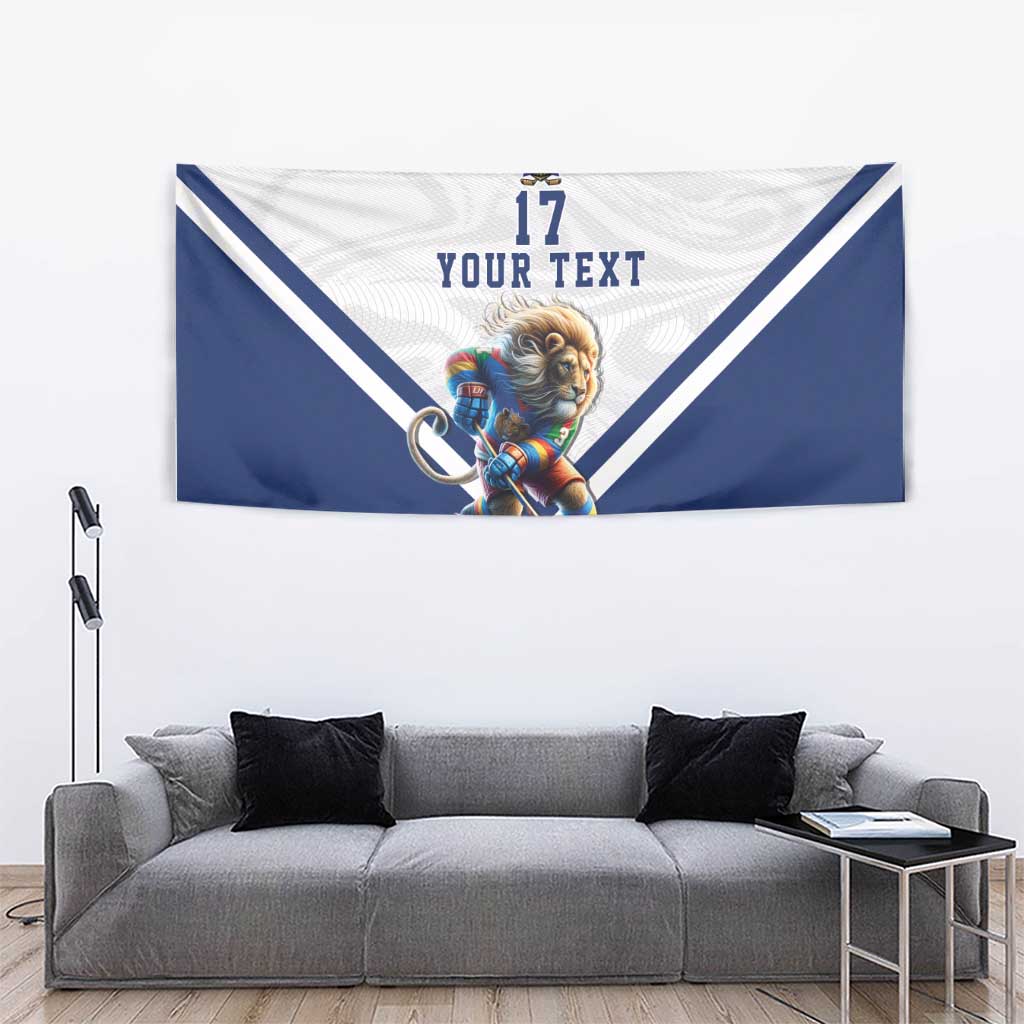 Custom Finland Ice Hockey Lion Mascot Tapestry Sporty Style Come on Leijonat