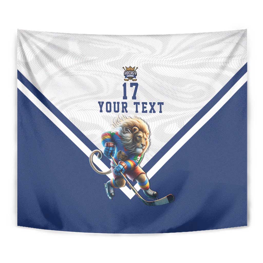 Custom Finland Ice Hockey Lion Mascot Tapestry Sporty Style Come on Leijonat