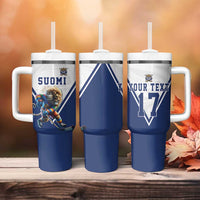 Custom Finland Ice Hockey Lion Mascot Tumbler With Handle Sporty Style Come on Leijonat